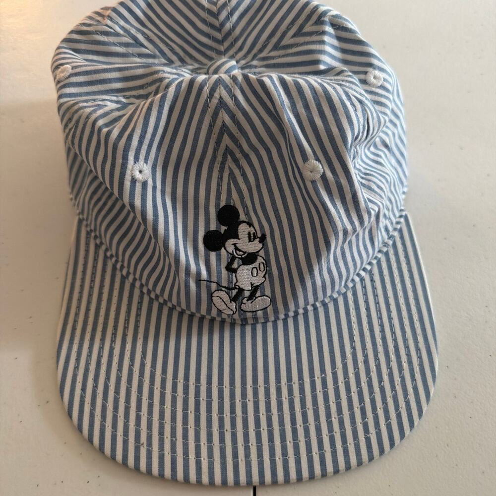 Disney Parks Mickey Mouse Hickory Stripe Pinstripe Railroad Baseball Cap Hat